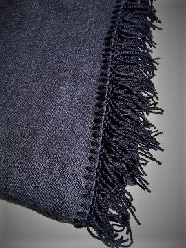 Linen/Wool Throw Blanket in Asphalt color
