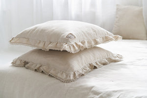 Linen Decorative pillowcase with Lace