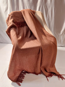 Linen/Wool Throw Blanket in Orange