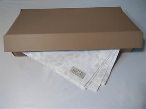 White linen handmade napkins with print