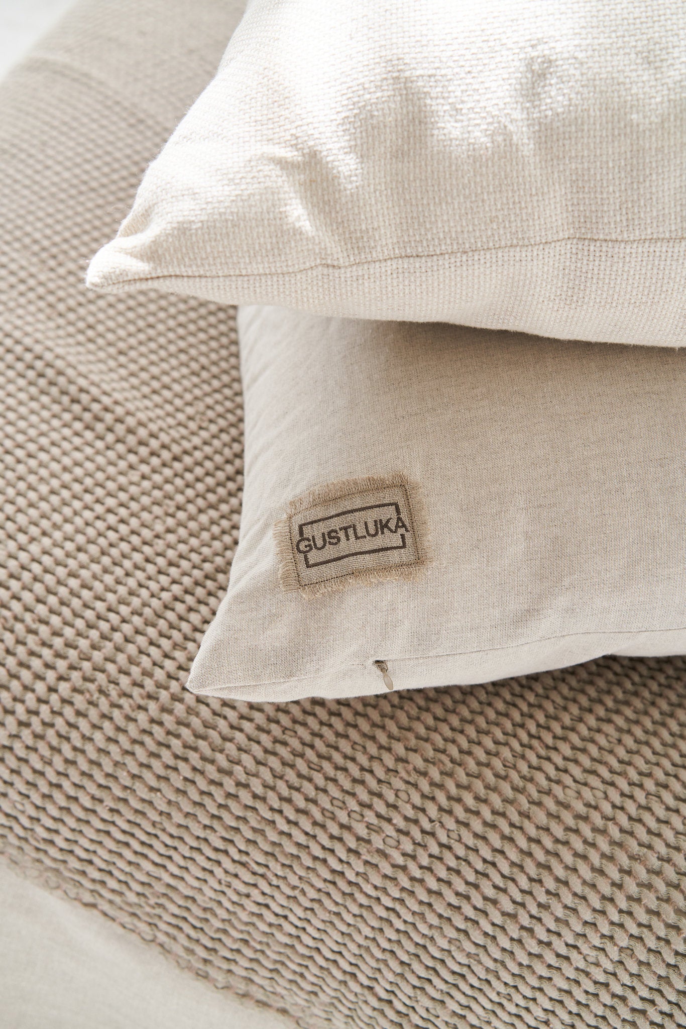 Decorative Linen Pillowcase, Natural 100% Organic Flax Linen Pillow Case Cover, Off White Linen Pillowcase With Zipper, Raw Linen Bedding from  collection by LinenStudioByGustluka