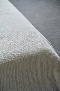White linen bedspread, premium quality from unique weaved soft white plisse linen fabric